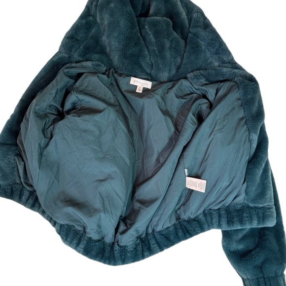 Philosophy Faux Fur Hooded Jacket Coat Green Size S Boho - Picture 5 of 10